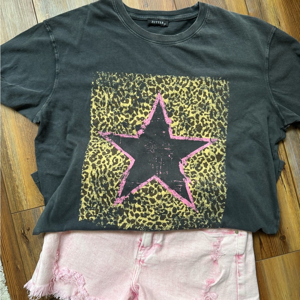 Kids Black and Pink Star Graphic Tee